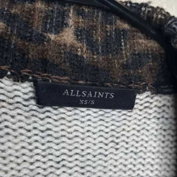 All Saints Mohair Leopard Print Wool Cardigan Mens XS/Small - Picture 4 of 4